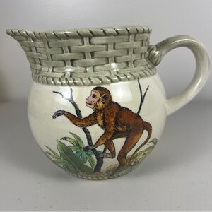 Maxcera Hand Decorated Jungle Monkey Design Ceramic Pitcher‎